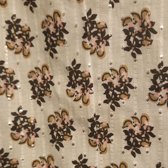 Talbots Floral Print Sleeveless Blouse With Black & Metallic Accents - NWT - Picture 4 of 8